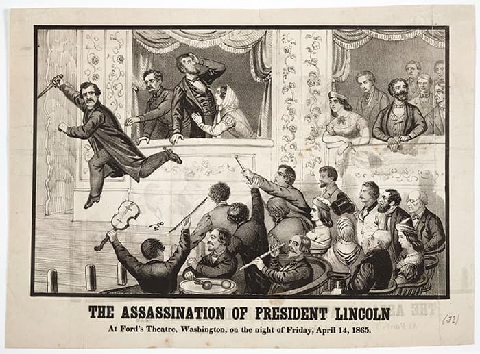 Detail of lithograph showing the assassination of Lincoln