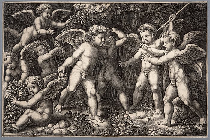 Engraving of putti