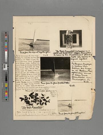 Numerous large, mounted photographs concerning radium and electricity, with many annotations by Hammer