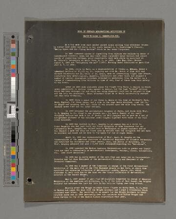 Miscellaneous biographical material concerning Hammer, relating to his aeronautical activities, radium etc