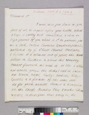 Leigh, Thomas, 1734-1813. Letter to Theophilus Leigh, 1693-1785