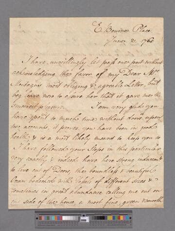 Somerset, Elizabeth (Berkeley), Duchess of Beaufort and suo jure Baroness Botetourt. Letter to Elizabeth (Robinson) Montagu