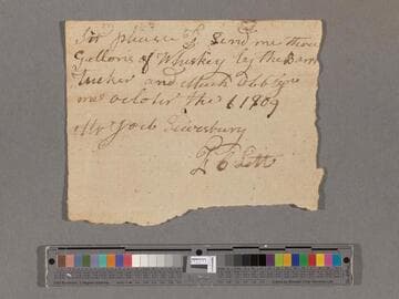Requisition for whiskey by F. C. Lett via Tucker