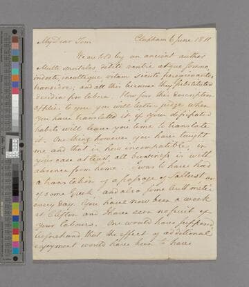 Zachary Macaulay. Letter to Thomas Babington Macaulay, after 1st Baron Macaulay