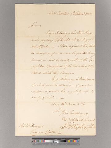 Letter from George Washington, headquarters Newburgh, to Governor George Clinton