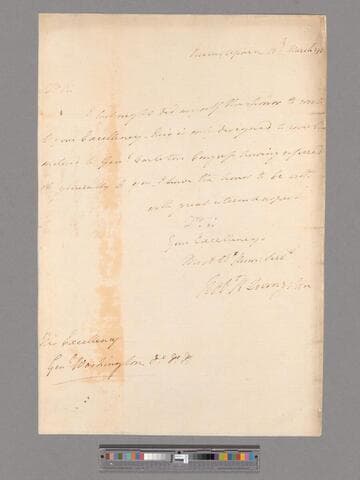 Letter from Robert R. Livingston, Philadelphia, to George Washington