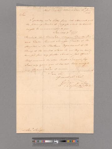 Letter from George Washington, headquarters Morristown, to Doctor Samuel Stringer