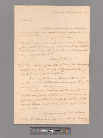 Letter from George Washington, headquarters Morristown, to Brigadier General Alexander McDougall