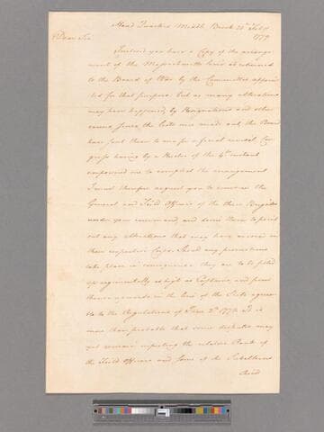 Letter from George Washington, headquarters Middlebrook, to Major General Alexander McDougall