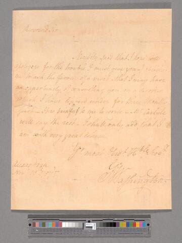 Letter from George Washington, Alexandria, to the Reverend Charles Green