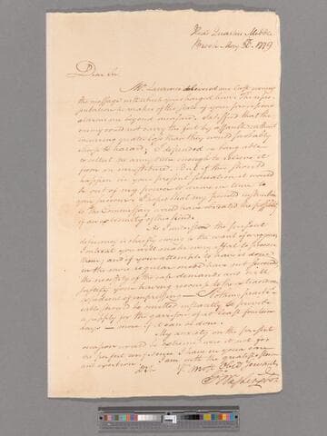 Letter from George Washington, headquarters Middlebrook, to Major General Alexander McDougall