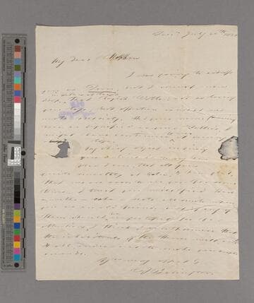 Thomas Babington. Letter to Thomas Babington Macaulay, after 1st Baron Macaulay