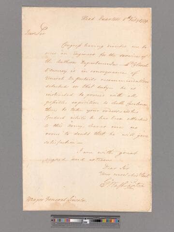 Letter from George Washington, headquarters Middlebrook, to Major General Benjamin Lincoln