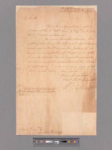 Letter from George Washington, headquarters Fredericksburg, to Major General William Alexander, Lord Stirling