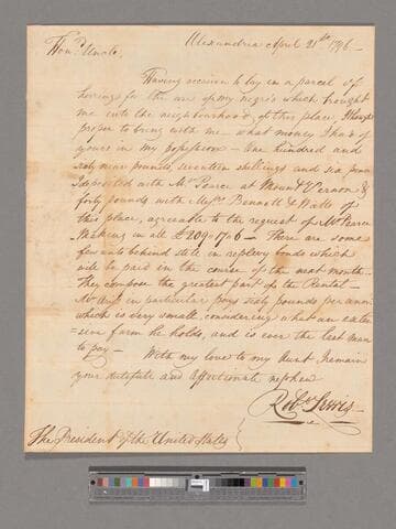 Letter from Robert Lewis, Alexandria, to George Washington
