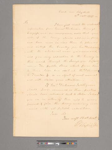 Letter from George Washington, camp near Schykill, to Brigadier General Alexander McDougall or officer commanding detachment marching from Peekskill through Jerseys