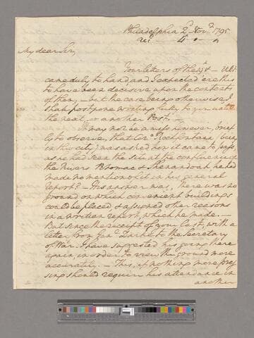 Letter from George Washington, Philadelphia, to Tobias Lear