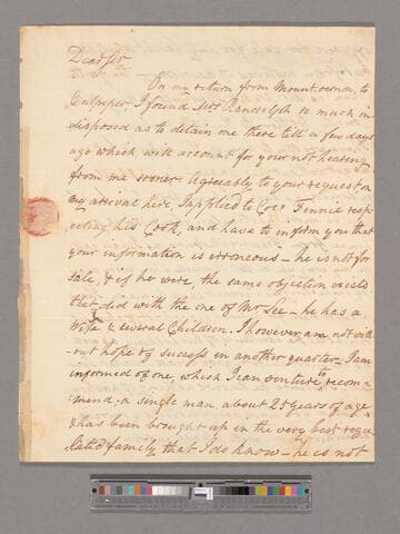 Letter from Richard Randolph, Williamsburg, to George Washington