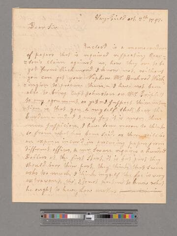 Letter from Elizabeth Foote Washington, Hay Field, to George Washington