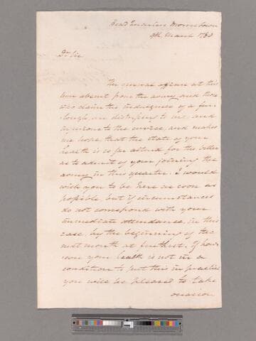 Letter from George Washington, headquarters Morristown, to Brigadier General Alexander McDougall