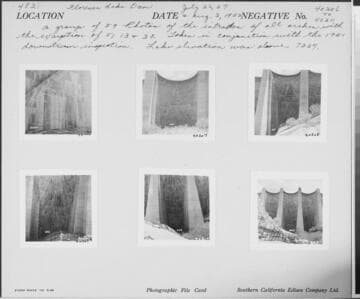 Big Creek, Florence Lake Dam - Photograph showing abutment at Intrados of Arch #AB-49.  Taken in conjunction with 1951 inspection