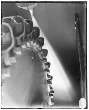 Water on the water wheel buckets at Mill Creek #3 Hydro Plant