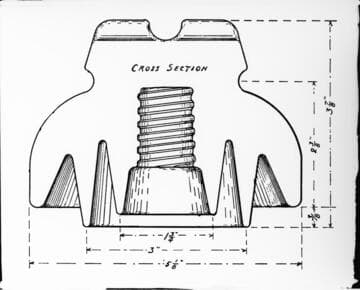 A drawing of the insulator from Redlands to Riverside; the transmission of Mill Creek #2 Hydro Plant