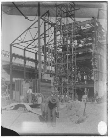 A black construction worker working on the construction of Los Angeles #3 Steam Plant