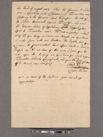 Conrad Weiser's account of the Indian reaction to Teedyuscung's words at the Easton Conference