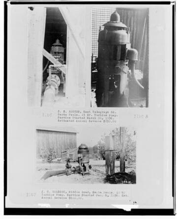 P4 - Pumping Plants - page 37 of Laws Book. three copy prints of Pumping Plant customers