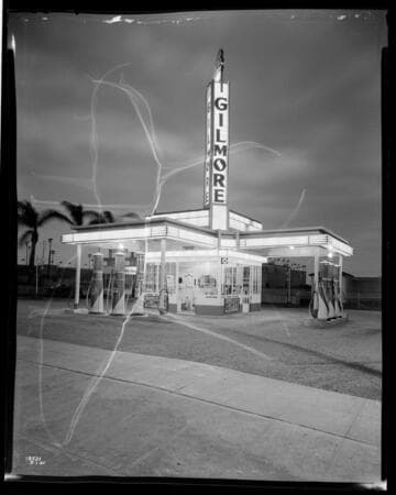 L1.6 - Lighting, service stations - Night photo of Gilmore Service Station