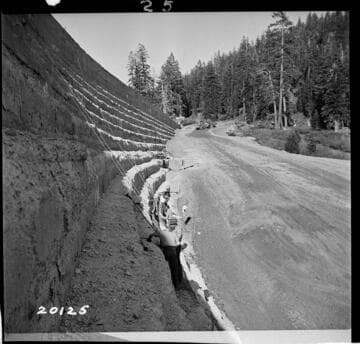 View of Backfill East end Dam 1 also showing work on 4" pipe drain
