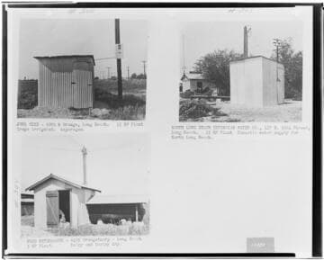 P4 - Pumping Plants - page 1 of Laws Book. three copy prints of different Long Beach Pumping Plant customers