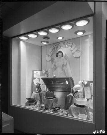 Display showing electric appliance gift suggestions for the Bride