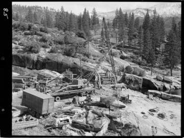 Big Creek - Mammoth Pool - Construction of San Joaquin Pony Truss Bridge