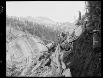 Big Creek - Mammoth Pool - Drilling for West abutment - stripping damsite
