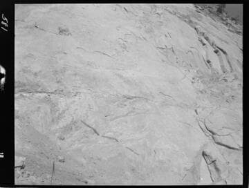 Big Creek - Mammoth Pool - General view of rock structure on west abutment of cutoff trench