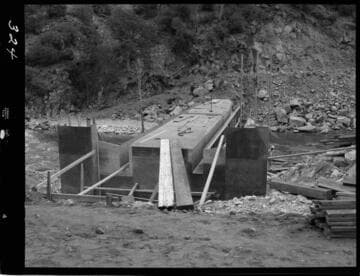 Big Creek - Mammoth Pool - Forming at west abutment of powerhouse bridge