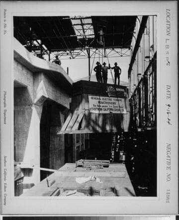 Long Beach Steam Station, Plant #2 - 20 ton generator part on crane