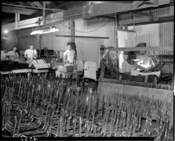 Area where metal parts are stored during plating process