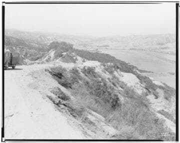 Boulder-Chino Transmission Line (3rd) - Looking down San Timateo Canyon showing cuts and route of consruction road