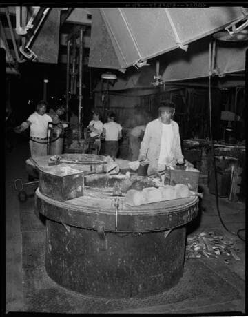 Foundry with metal furnaces