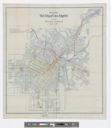 Map of the City of Los Angeles showing railway system. Sept. 3rd 1904, Sept. 17th 1904