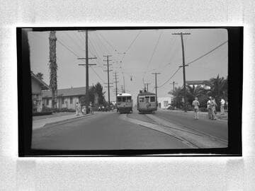 Los Angeles Transit Lines streetcars and servicemen