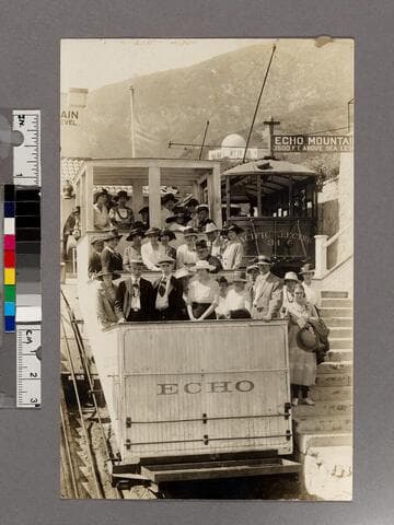Passengers on incline railway to Echo Mountain