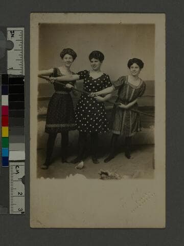 Three women in studio beach portrait, Ocean Park, California