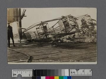 Wreck of Ferris Wheel at Venice fire Dec. 21, 1920
