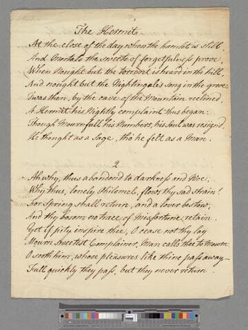 [Unknown author]. The Hermit: [a poem in 4 stanzas of 8 lines each]