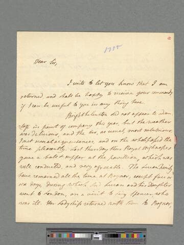 Blagden, Sir Charles. Letter to Matthew Montagu, 4th Baron Rokeby