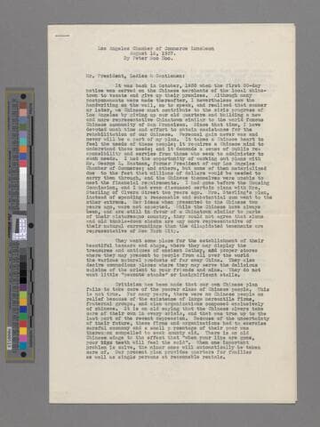 Speech to the Los Angeles Chamber of Commerce